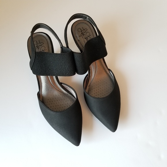 slingback pumps with elastic strap